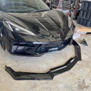 Fits 2020-2025 Corvette C8 GM 5VM Style Glossy Black Front Splitter Bumper Lip